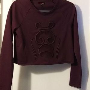 Nameless Burgandy Raw Hem crop top small